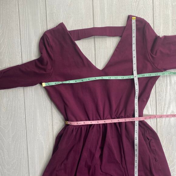 Tonlé Women's Plum Purple Stretch Midi Long Sleeve Dress Size Large - Picture 4 of 12